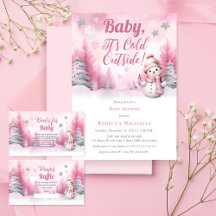 Pink Baby It's Cold Outside Snow Girl Baby Shower