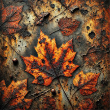 Grungy Autumnal Industrial Leaf Custom Name Gifts