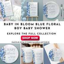 Baby in Bloom Blue Floral Boy Baby Shower