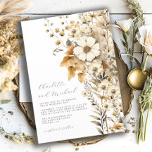 Script Wildflower Wedding Invitation