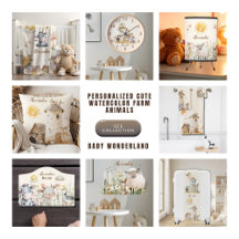 Personalized Cute Watercolor Farm Animals 
