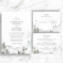 Simple Minimalist Watercolor Forest Wedding