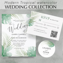 Modern Tropical Watercolor Wedding Collection