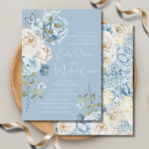 Dusty Blue Watercolor Floral Wedding