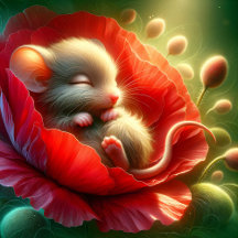 Cute mouse and poppy