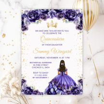 Dark Purple Princess Floral Quinceañera