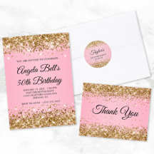 Gold Glitter Pink Birthday - Adult