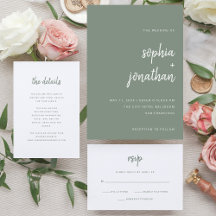 Modern Minimalist Script   Sage Green Wedding