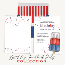 Fourth of July Summer Birthday Red White Blue