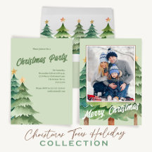 Merry Christmas Watercolor Christmas Trees