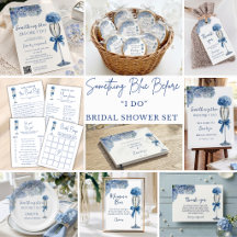 Elegant Blue Floral Bridal Shower Collection Set