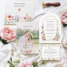 Watercolor Wildflower Spring Summer Wedding Suite