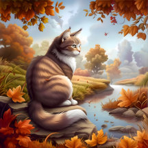 Cat In Autumn Contemplation