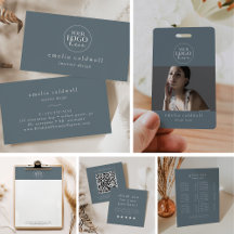 EMELIA Minimal Dark Blue Simple Business Card Set
