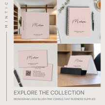 Monogram Blush Pink Consultant Business Supplies