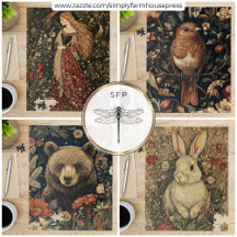 Vintage Art Nouveau Woodland Animals Puzzles