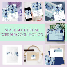 WATERCOLOR  STALE BLUE FLORAL WEDDING COLLECTION