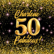 50 & Fabulous Birthday Gold Glitter Party Set 50th