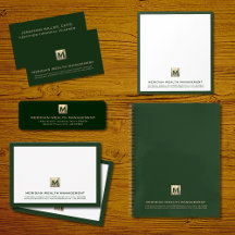 Elegant Monogram Dark Green Business Essentials
