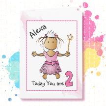Cute Cartoon Character 2nd Birthday Cards 