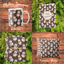 Mellow Snowmen - Christmas snowman pattern red.