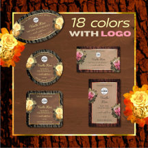 Product Labels Logo Floral Roses Wood Tree Bark