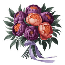 Plum and Orange Watercolor Peony Wedding