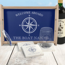 Nautical Compass Rose Boat Owners Wine Gift Set