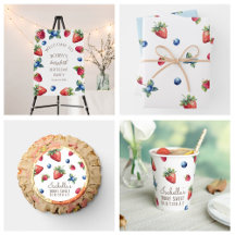 Elegant Watercolor Strawberry Berry First Birthday