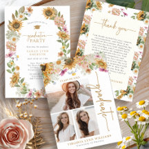 Elegant Sunflowers Spring Wildflowers Graduation