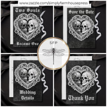 Dark Gothic Black & White Skull Couple Heart