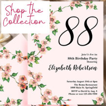 88th Birthday Pretty Blush Pink Floral
