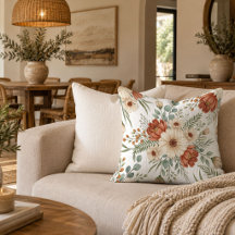 Boho wild flowers in earthy tones pillows