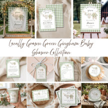 Locally Grown Green Gingham Baby Shower Collection