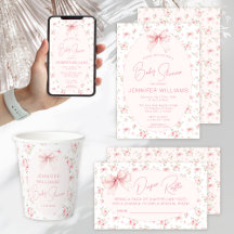 Pink Shabby Chic Roses Cute Bow Baby Girl Shower