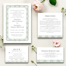 Sage Green Lace Wedding Stationery Suite