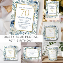 Dusty Blue Floral 70th Birthday