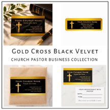 Church Pastor Gold Cross Black Velvet Style
