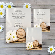 Rustic White Daisies Woodland Wedding Stationery