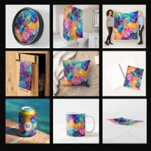 Colorful alcohol ink watercolors illustration 