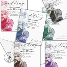 Alcohol Ink Wedding Invitations in Vibrant Colors