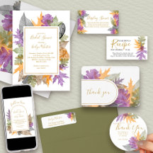 October Leaves Invitations and Shower Decor