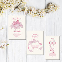 Pink Bow Minimalist Girl Baby Shower