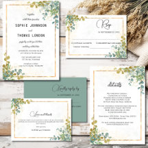 Green and gold eucalyptus watercolor wedding 