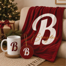 Elegant Blush red and orange Monogram