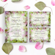 Almost Pink Hydrangea Wedding Stationery