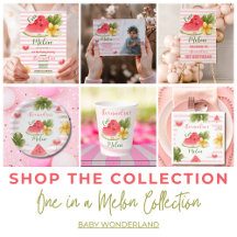 Pink Watercolor One in a Melon Girl First Birthday