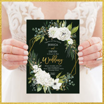 ELEGANT WHITE FLORAL GOLD GEOMETRIC WEDDING 