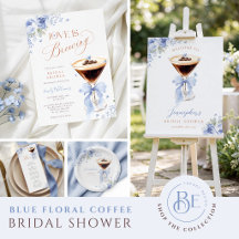 Blue Floral Coffee Bridal Shower