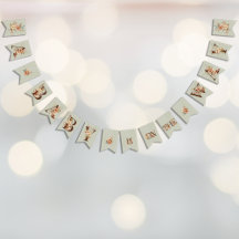 Boho Floral Textured Baby Shower Bunting Flags